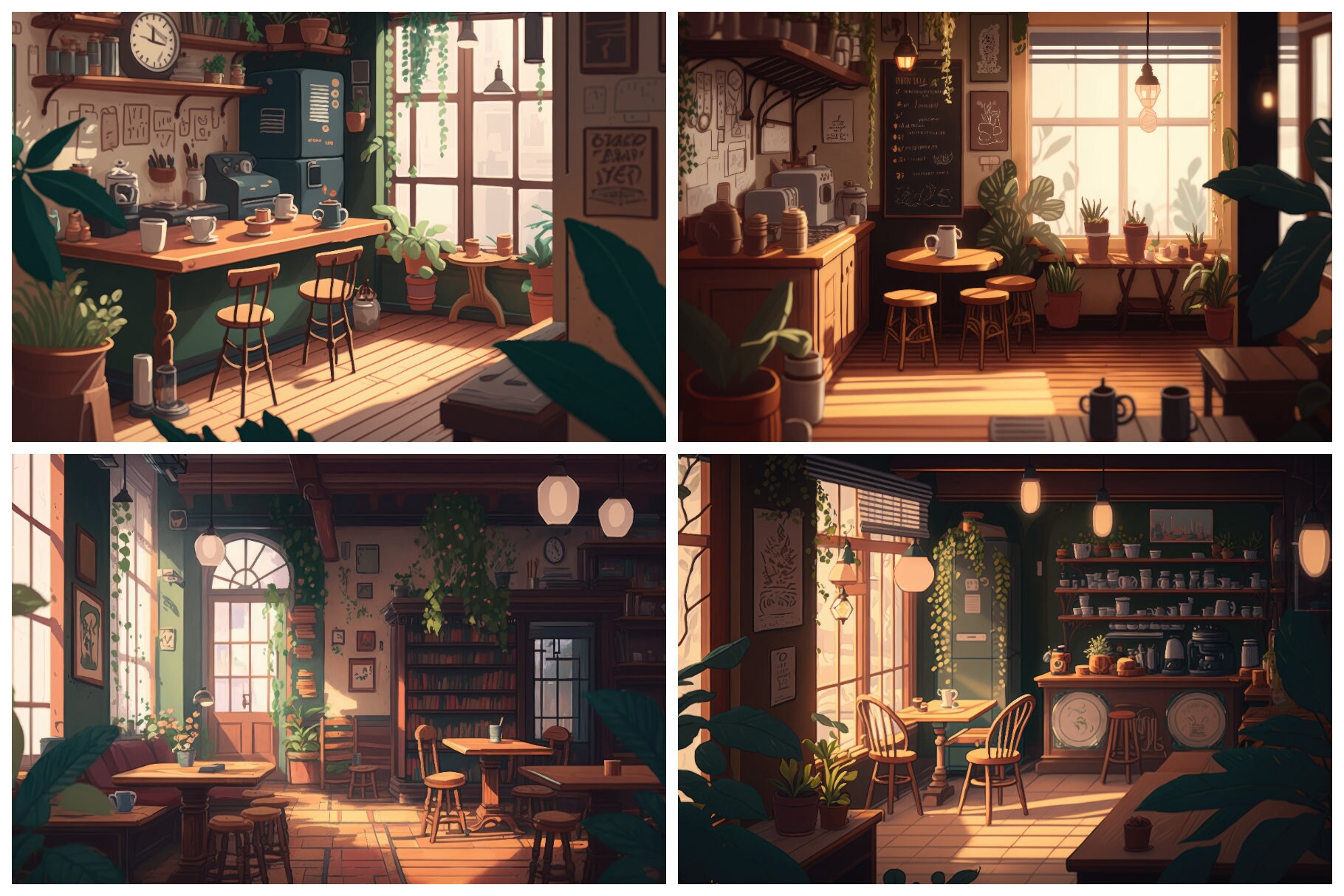 16 Cozy Lofi Coffee Shop Backgrounds 6K Resolution Etsy