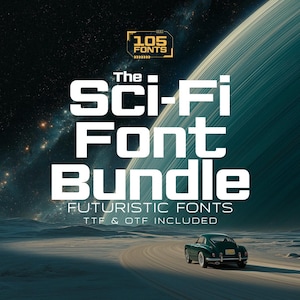 Paquete de fuentes de ciencia ficción: 105 fuentes elegantes y futuristas para branding, UI/UX, videojuegos, logotipos, proyectos espaciales y más. ¡Descarga instantánea! ¡Gran valor!