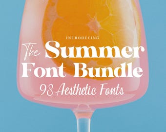 Summer Font Bundle - 98 tropisch und beach-inspirierte Schriften für lustige, verspielte und stilvolle Designs. Perfekt für Urlaub, Branding & mehr!