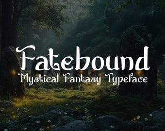 Fatebound - Mystiskt medeltida fantasy-typsnitt för episka bokomslag, videospel, filmer, varumärkesbyggande, sociala medier och mer. Direkt nedladdning.