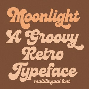 Moonlight - Groovy Disco Font | Vintage Font, Retro font, Funkadelic, 1980&#39;s Font, 1970&#39;s Font, Hippy font, Branding Font - Instant Download