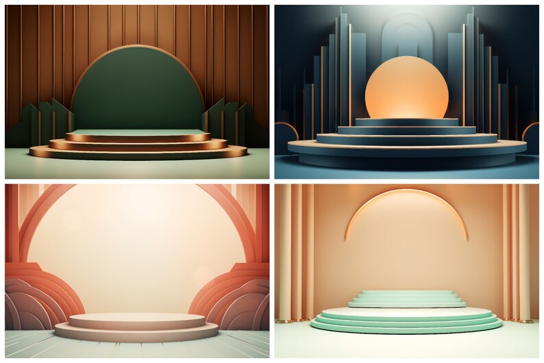 20 Art Deco Podium Backdrop Backgrounds Perfect for Presenting Digital ...