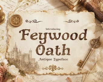 Feywood Oath-typsnitt - Vintage gammalengelsk kalligrafitypsnitt, medeltida handskrivet manus för bröllopsinbjudningar och fantasydesign