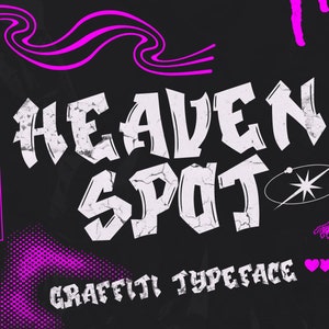 Heaven Spot - Rad Graffiti Font | Brush Font, Logo Font, Canva Font, Cricut Font, Bold Font | Skateboarding Font | Punk Font