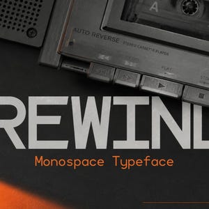 Rewind - Monospace Font | Subtitle Font, Computer Font, Coding Font, 1980s Font, Procreate Font, Canva Font, Cricut Font.  Instant Download