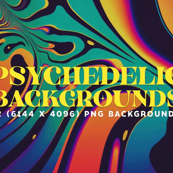 12 Psychedelic Backgrounds in 6K Resolution | PNG, Digital Art, Print Ready, Wallpaper, Canva, Social Media, Groovy, Rad, Trippy, Hippie