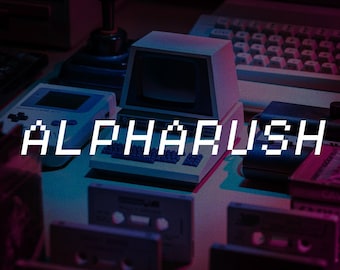 Alpharush - Retro Gaming Font | Gaming Fonts | 1980s Font | Procreate Font | Computer Font | 8bit Font | Pixel Font | Programming Font