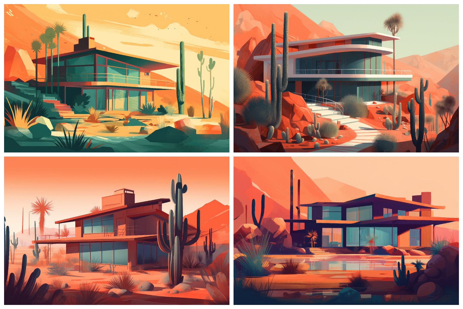 24 Desert Home Illustrations in 5K Resolution | Abstract Art, Colorful ...