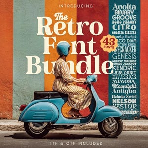 Retro Groovy Font Bundle Vintage Fonts for Posters T-Shirts Logos Stickers Branding and More Instant Digital Download for Canva & Procreate