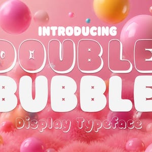 Double Bubble - 3D Font | Cool Vibes Font, Retro Font, Groovy Font, Modern Font, Cricut Fonts, Procreate Fonts, Bubbly Font, Bubble Font