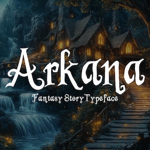 Arkana - ファンタジー フォント | ストーリー フォント、中世フォント、古代フォント、魔法フォント、魔女フォント、ハロウィーン フォント、Canva フォント、即時ダウンロード!