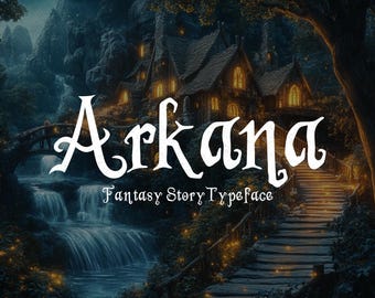Arkana - Fantasy Font | Story Font, Medieval Font, Ancient Font, Magical Font, Witch Font, Halloween Font, Canva Font, Instant Download!