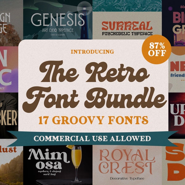 The Retro Font Bundle - 17 Professional Fonts For Your Design Projects!