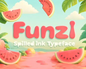 Funzi - Spilled Ink Font | Handwritten Font, Smooth Font, Cricut Fonts, Fonts for Crafters, Bubble Font, Procreate Font