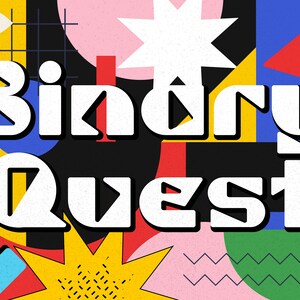 Binary Quest-lettertype: computernostalgie uit de jaren 80 met een moderne twist. Perfect voor retrologo's, videogameontwerpen en marketing! Direct downloaden.