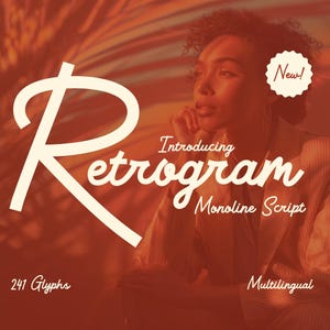 Retrogram – Mid-Century Modern Schrift, Vintage 60er Jahre Schrift, Monoline Schreibschrift, Sommerschrift, Nostalgie Schrift, Retro 70er Schrift. Sofort Download.