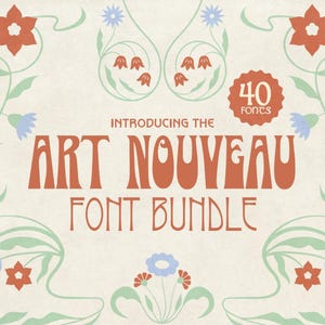 Art Nouveau Font Bundle – 28 Elegant Vintage Fonts for Logos, Weddings, Branding, and Packaging! 4 Bonus Fonts Included! Instant Download.