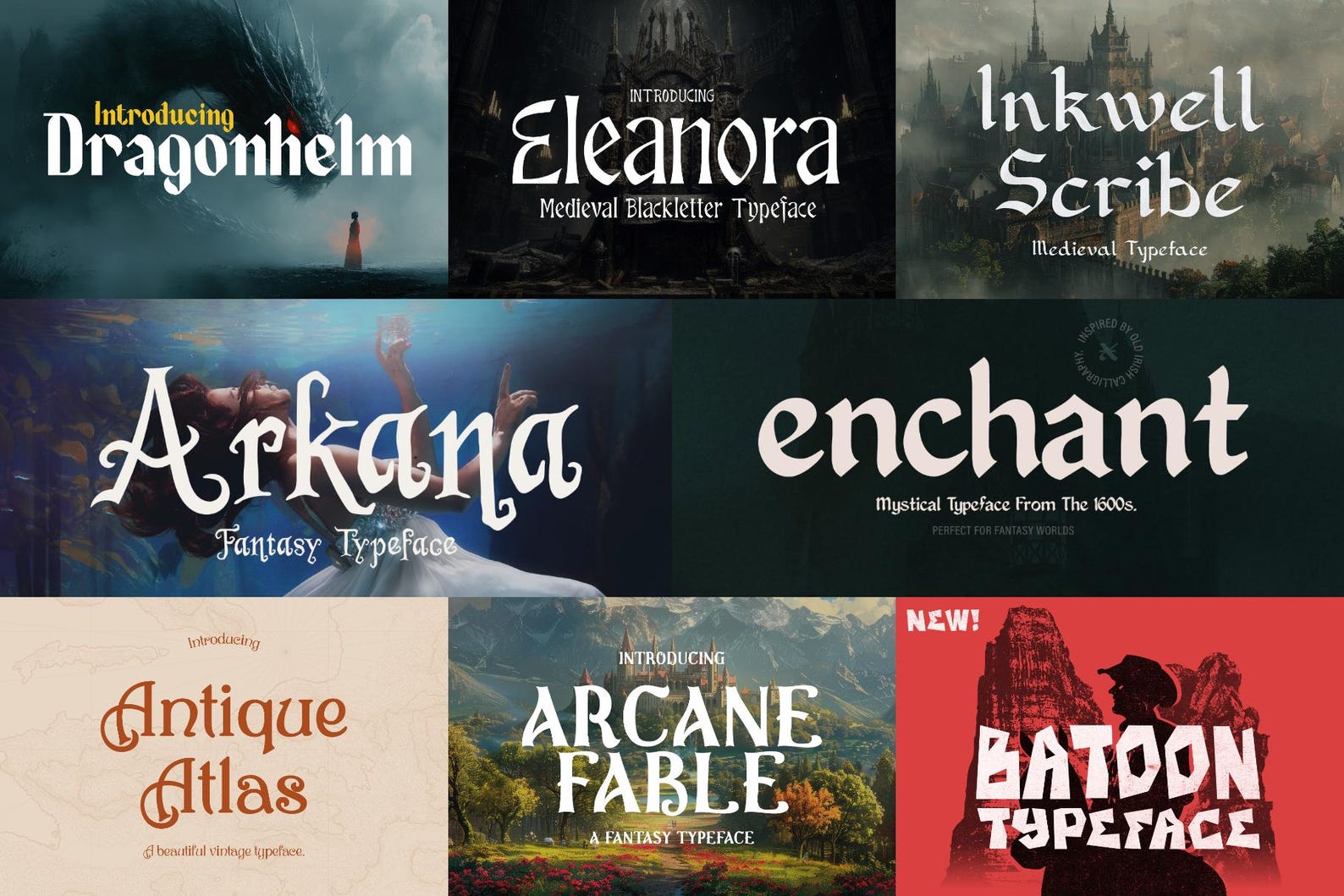 Fantasy Font Bundle – 50 Magical Enchanted Fonts for Books, Rpgs, Logos ...