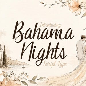 Fuente Bahama Nights Script: tipografía cursiva elegante para bodas y logotipos.