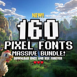 160 fuentes pixeladas nostálgicas para juegos, branding, videojuegos, redes sociales, Canva y diseños digitales. Descarga instantánea. Instalación sencilla.