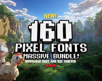 160 fuentes pixeladas nostálgicas para juegos, branding, videojuegos, redes sociales, Canva y diseño digital. Descarga instantánea. Fácil instalación.