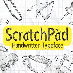 Lettertype notitieblok | Lettertype speels Sketch-display | Handgetekend lettertype voor kinderen en leraar (directe download)