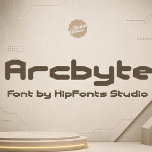 Arcbyte – Angular Technical Font | Sharp Geometric Display for Posters & Logos (Studio Basics) Instant Download