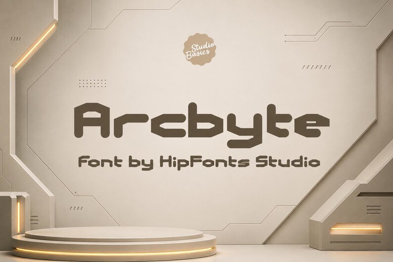 Arcbyte – Angular Technical Font | Sharp Geometric Display for Posters & Logos (Studio Basics) Instant Download image 1