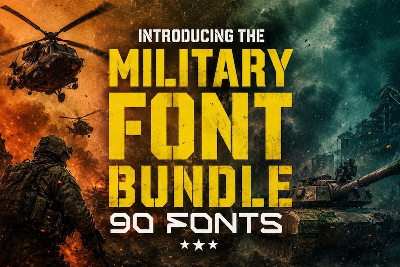 Military Font Bundle – 90 Bold Industrial & Tactical Fonts | Rugged ...