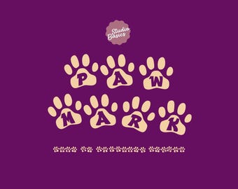 Pawmark – Fuente divertida para logotipos de perros y gatos / Tipografía de huellas de patas para tiendas de mascotas y veterinarias (Studio Basics) Descarga instantánea