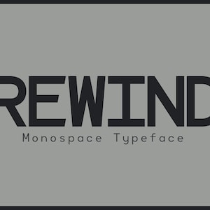 Rewind - Police monospace | Police de sous-titres, police d&#39;ordinateur, police de codage, police des années 1980, police Procreate, police Canva, police Cricut.  Téléchargement instantané