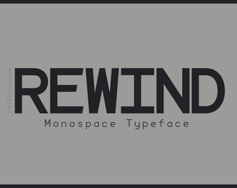 Rewind - Monospace Font | Subtitle Font, Computer Font, Coding Font, 1980s Font, Procreate Font, Canva Font, Cricut Font,