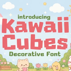 Kawaii Cubes Font – Cute Pixel Inspired Sans Serif for Adorable Designs (Instant Download)