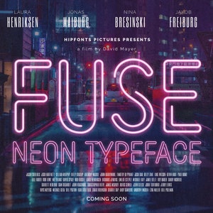 Fuse - Fonte neon realista inspirada na vida noturna de Tóquio | Fonte brilhante, fonte cyberpunk, fonte futurista, fonte 3D, download instantâneo!