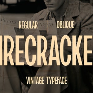 Firecracker - Vintage Font | Canva, Procreate, Cricut, Newspaper, Social Media, Illustrator, Retro, 1950s, 1960s, 1970s. Instant Download.