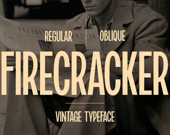 Firecracker - Vintage Font | Canva, Procreate, Cricut, Newspaper, Social Media, Illustrator, Retro, 1950s, 1960s, 1970s. Instant Download.