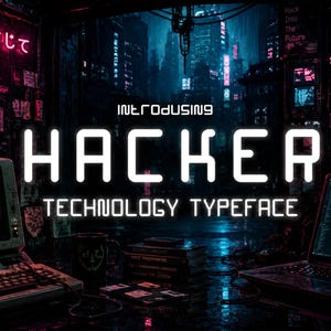 Hacker - Y2k Font, Computer Font, Programming Font, Crypto Font, Futuristic Font, Sci-fi Font, 2000s Font, Instant Download!