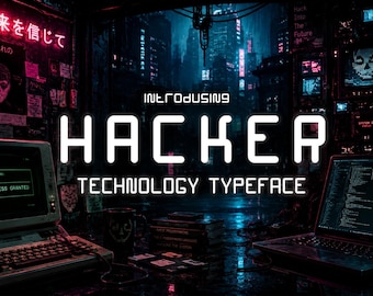 Hacker - Y2k Font, Computer Font, Programming Font, Crypto Font, Futuristic Font, Sci-fi Font, 2000s Font, Instant Download!