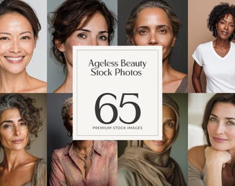 50 Ageless Beauty Stock Photos | Elegant Middle Age Women for Skincare Cosmetics and Lifestyle Branding Instant Download Commercial Use