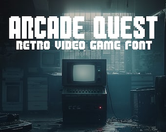Arcade Quest Font: Ultimate 8-Bit Pixel Font for Retro Gaming, Vintage Consoles & Nostalgic Designs! Instant Download.
