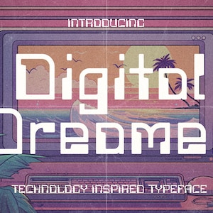 1980s Nostalgia: Digital Dreamer Font – Perfect for Retro Posters, Neon Designs & Vintage-Themed Projects