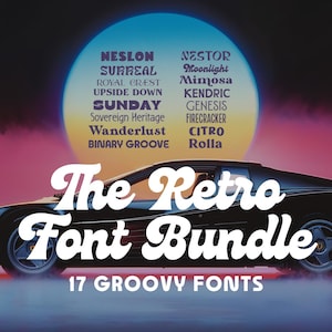 Retro Font Bundle – 17 Groovy Vintage Fonts for Posters, Branding, T-Shirts & More (Canva, Procreate, Cricut, Kittl) – Instant Download
