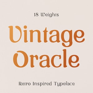 Könnte beinhalten: Vintage Oracle, eine retro-inspirierte Schriftart mit 18 Gewichtsstufen.