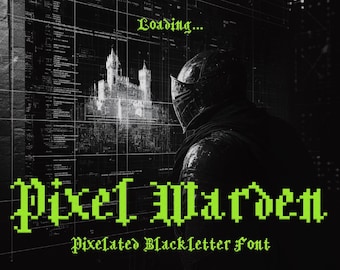 Pixel Warden-typsnitt - Medeltida svart pixeltypsnitt, retrospeltypsnitt, fantasytypografi, 8-bitars gotisk stil för design och mer!