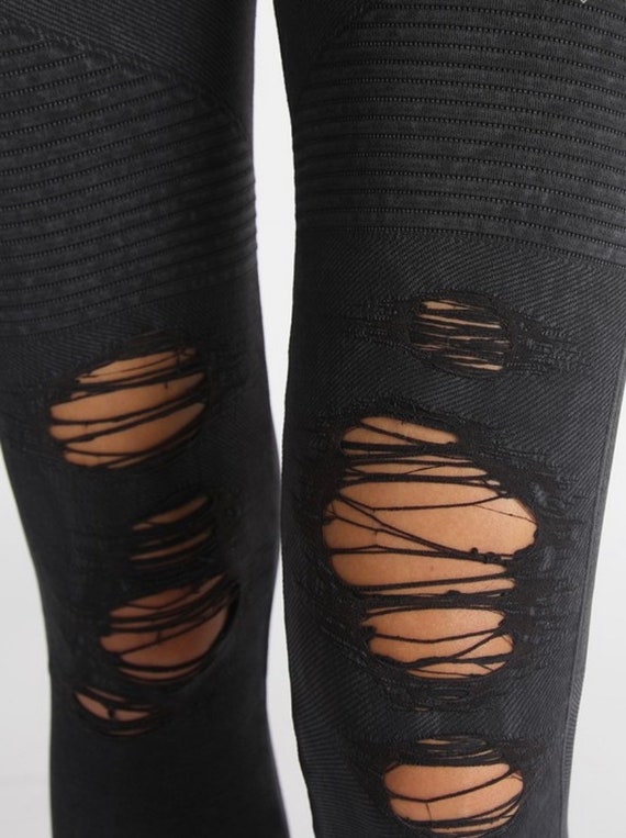 Moto Leggings Black Distressed Leggings 