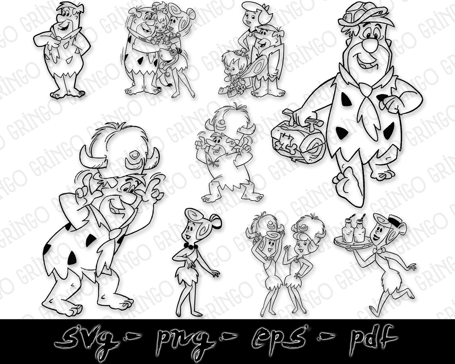 Flintstones SVG the Flintstones Silhouette SVG the | Etsy Ireland