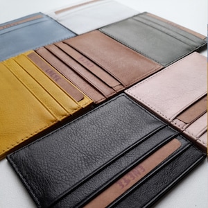 Tarjetero de lujo hecho a mano para mujer, estuche delgado para tarjeta de visita para hombre, tarjetero de cuero unisex, billetera linda, regalos del día de la madre para ella