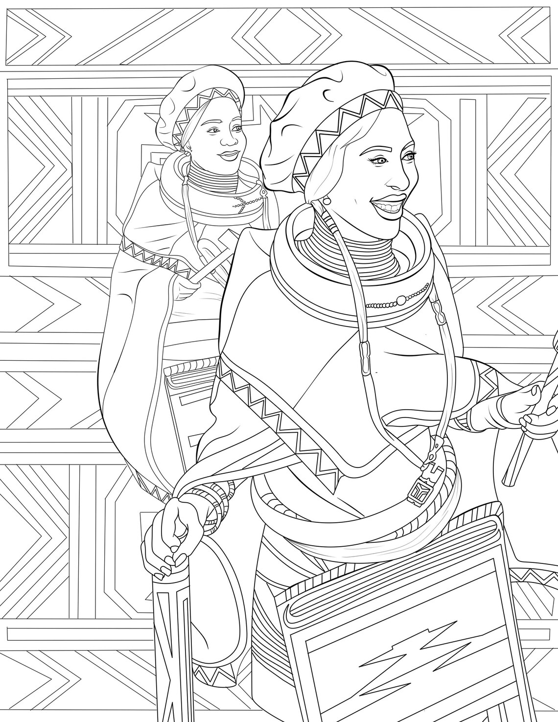 Ndebele Art Patterns Coloring Pages Sketch Coloring Page