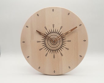 Wanduhr Holz Aurora Buchenholz Unikat