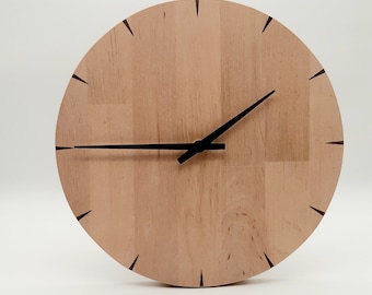 Wall clock wood simple beech wood unique individual